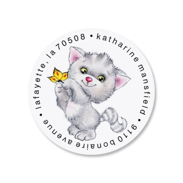 Kitten Cuties Round Return Address Labels (6 Designs) - Set