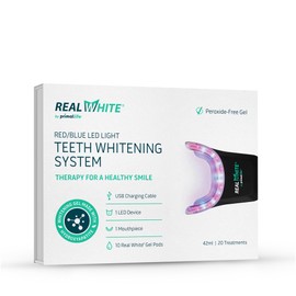 Primal Life Organics V4 Real White Red/Blue LED Light Teeth Whitening System - includes 20 Treatments