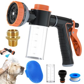 Pet Dog Wash Sprayer Shampoo & Soap Dispenser, Hose Nozzle for Indoor/Outdoor Use with 3/4' GHT Male x 1/2' NPT Male Connector, Dog Wash Hose Attachment for Pet Bathing, Watering, Car Washing
