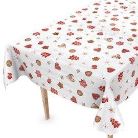 Washable Christmas Oilcloth Tablecloth 220 x 140 cm Cut Edge New Year's Eve Oilcloth