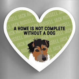 Global Designs Jack Russell Home Without A Dog Katie Pearson Artworks Heart Shaped Wooden Magnet