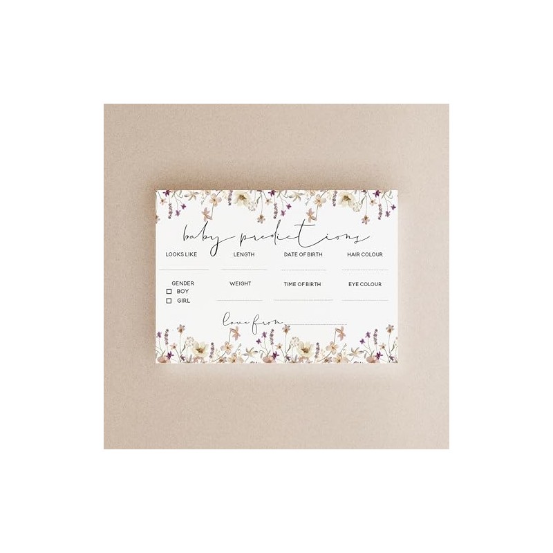 Baby Shower Games - Pack of 20 Baby Prediction Cards-Wildflower