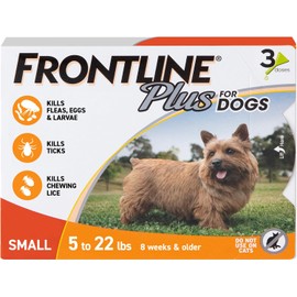 Frontline Plus Flea and Tick Treatment for Small Dogs Upto 5 to 22 lbs. 3 Treatments