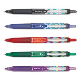 Pilot Precise V5 Premium Roller Pen X-Fine 5/Pkg-Retractable, Deco Assorted Ink Colors