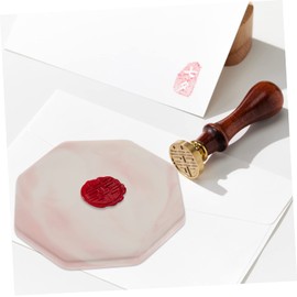 Gatuida Wax Sealing Ceramic Pad Multi Functional Coaster for Stamp Seal Heat Resistant Durable Design for Home Use Wax Seal Crafting Compact Pink Octagonal Backing Board