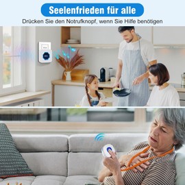 Daytech Emergency Button for Seniors, Home Emergency Call for Elderly and Disabled People Who Need Care and Care, Emergency Button for Seniors (1 Receiver and 1 Transmitter)