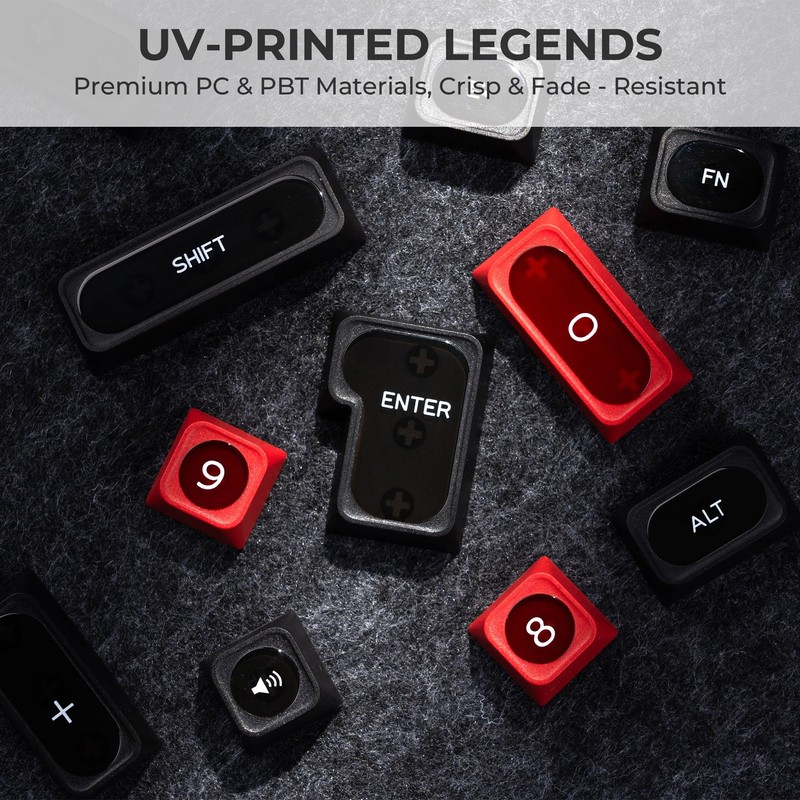OHY XVX Black and Red Shine Through Keycaps for Mechanical