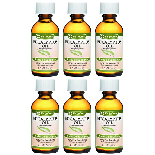 Eucalyptus Essential Oil Aromatherapy for Diffuser or Humidifier 100% Pure Steam Distilled Eucalyptus Globulus 2 FL OZ (6 Bottles)