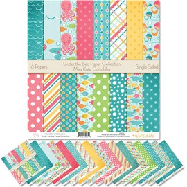 Pattern Paper Pack - Under the Sea - Scrapbook Premium Specialty Paper Single-Sided 12"x12" Collection Includes 16 Sheets - by Miss Kate Cuttables