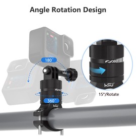 HSU Aluminum Mountain Bike Handlebar Mount for GoPro Hero 13/12/11/10/9/8/7/6/5/4 AKASO Campark and Other Action Cameras, 360 Degrees Rotary Bicycle Camera Handlebar Mount (Black)