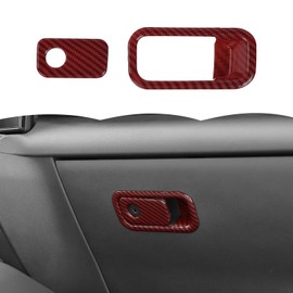 RT-TCZ Co-Pilot Locker Switch Button Cover Trim Decoration Interior Accessories for Ford Mustang 2024 2025 (Red Carbon Fiber)