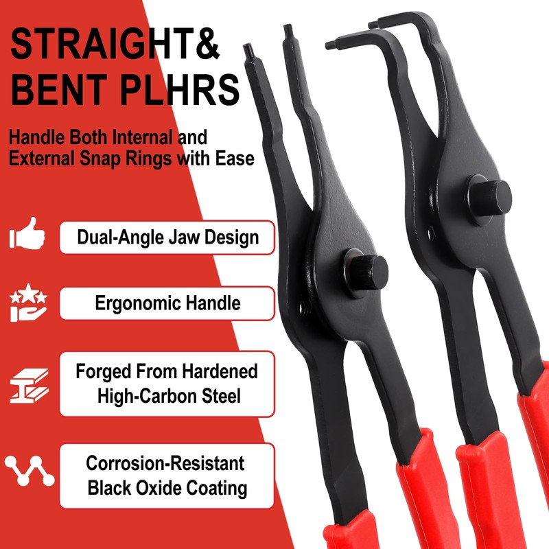 Doaho 10pcs Snap Ring Pliers Set with Straight/Bent Jaw,Storage Case