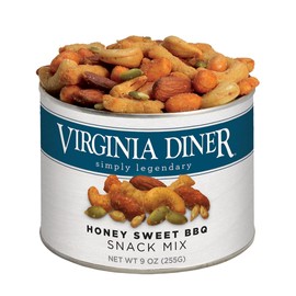 Virginia Diner Honey Sweet BBQ Snack Mix - XL Gourmet Snack Mix Non-GMO, Preservative Free Virginia Peanuts Gift Pack from Virginia Since 1929-9 Oz Can