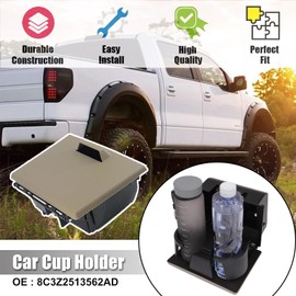 TUNTUN Dashboard Cup Holder Assembly Replacement for Ford F250 F350 F450 F550 Super Duty 2008-2016 Replaces 8C3Z-2513562-AD (Khaki Close to Stone Gray)