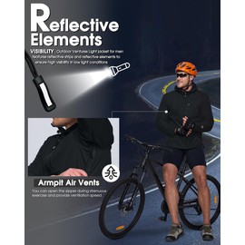 Outdoor Ventures Rain Jacket Men's Waterproof Breathable Packable Bicycle Jacket Lightweight Windbreaker for Leisure Hiking Camping, black