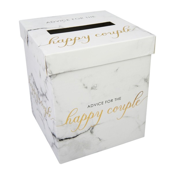 Neviti - Scripted Marble - Wedding Wishes Post Box,14.5 x 14.5 x 17 cm