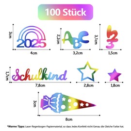 GoldRock Pack of 100 School Decoration Confetti Shiny Colourful, School Cone Decoration School Boy Girl School Child 2025 Girls Boys Confetti Decoration ABC 123 Sugar Bags School First Day of School