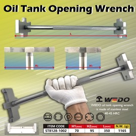 WEDO Bung Wrench Double End,Stainless Steel Drum Bung Wrench,Barrel Wrench Opener Tool,Oil Drum Lid Opener,Head 70mm(3")&95mm(4"),Length 350mm(14"),Corrosion Resistant,Rust Proof,High Hardness