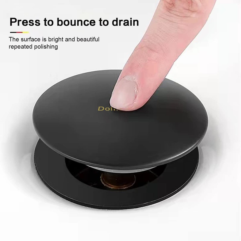 Dolinvo Drain Fitting Sink with Overflow Black Matt Universal Pop