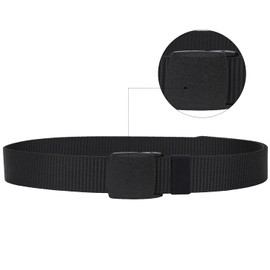 WedDecor Nylon Webbing Military-Style Belt, 1.5" Canvas Belt with Flip Plastic Buckle, Combat Webbing Belt for Cargo Pants, Tactical Belt for Military Wear, Outdoor Sports, Black