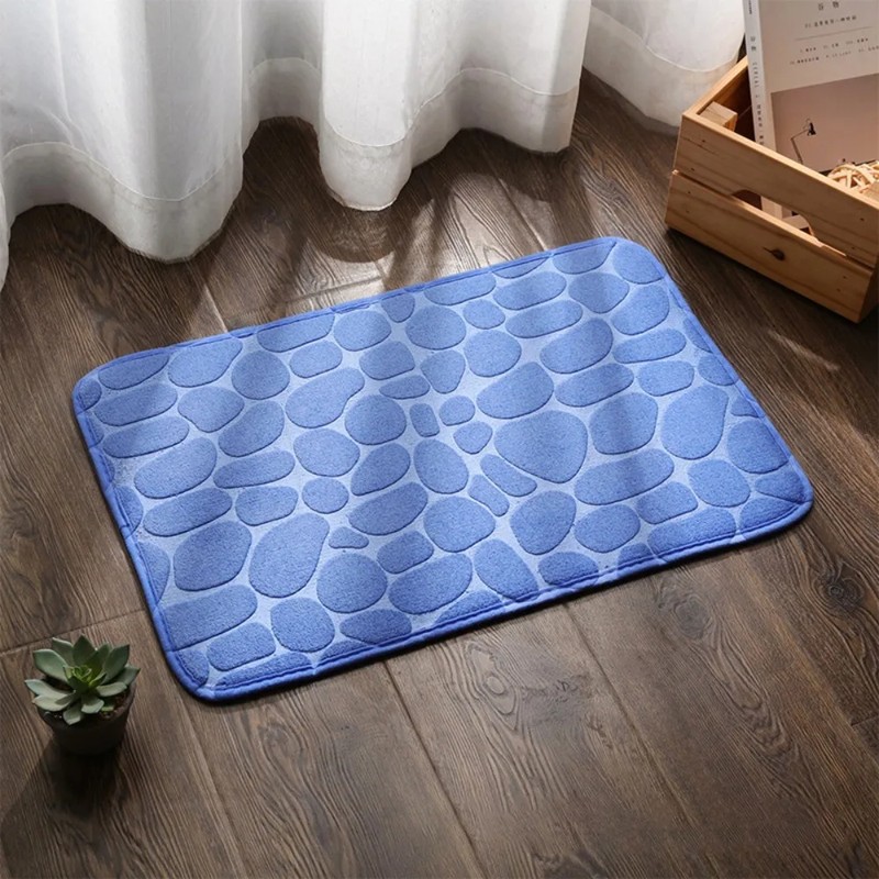 Microfiber Bath Mat for Bathroom – Water-Absorbing Cobblestone Embossed Design