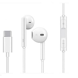 Tech Uino Auriculares USB C de 1.2m con Micrófono, Compatibles con Cualquier Dispositivo con Entrada USB C (Blanco)