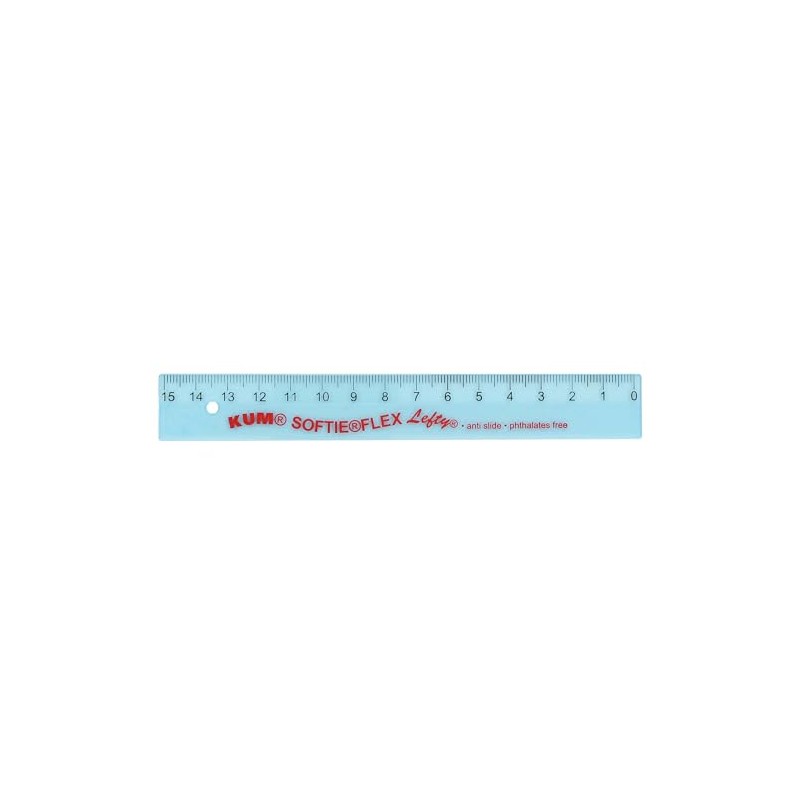 KUM AZ902.01.16-B - Left Handed Ruler 15 cm Blue Flexible