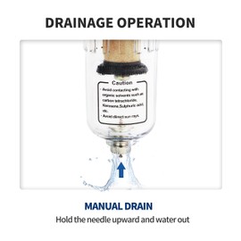 BLCH 1/4 Inch BSP Air Line Dryer - Air Dryer for Compressor, Compressed Air Dryer Air Drying System AF2000-02 Manual Drain Poly Bowl 0-160 PSI 5μm