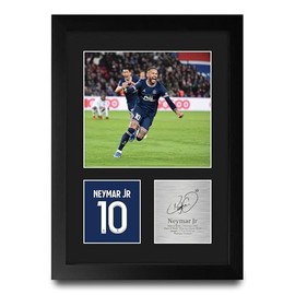 HWC Trading Neymar Jr PSG Gifts Printed Signed Autograph Picture for Football Fans and Supporters - A4 Portrait Framed