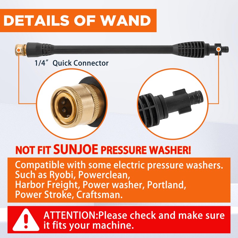 JOEJET Pressure Washer Wand Replacement with 5 Spray Pressure Washer