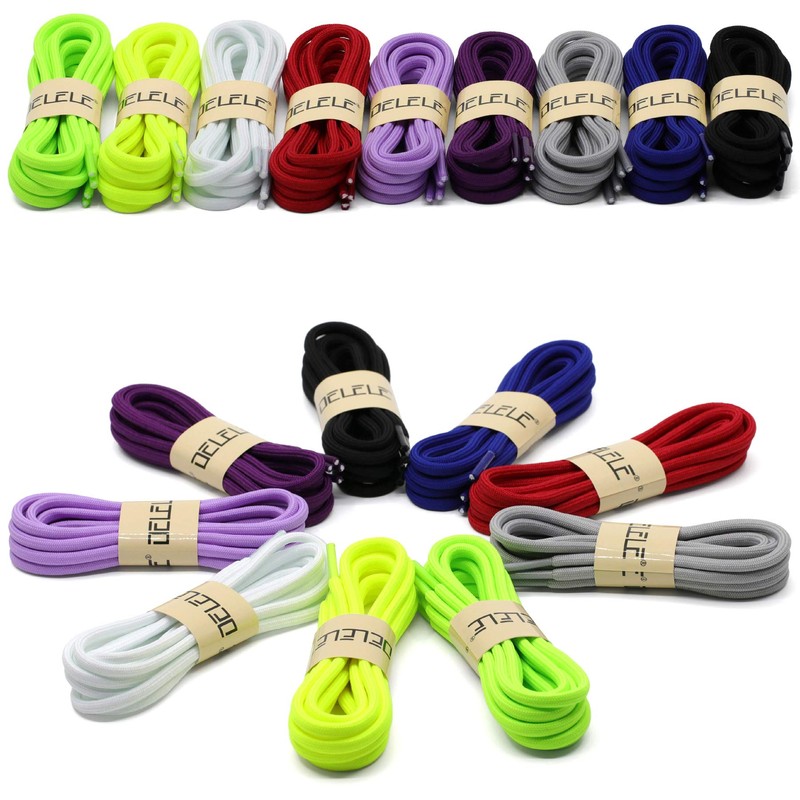 DELELE 2 Pair Round Solid Climbing Shoelaces White Hiking Shoe