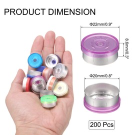 uxcell 20mm Flip Off Caps, 200PCS Burr-Free Flip Off Top Caps Seals Flip Off Aluminum Plastic Vial Flip Off Seals Caps Cover for Glass Vial Freeze-Dried Bottles, Pink/Silver