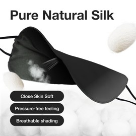 Milasonus Double-Sided Mulberry Silk Eye Mask, Featuring an Adjustable Ear-Hook Design That Won't Disturb Your Hairstyle. Cool, Breathable and Non-stifling, Ideal for Side Sleeping.