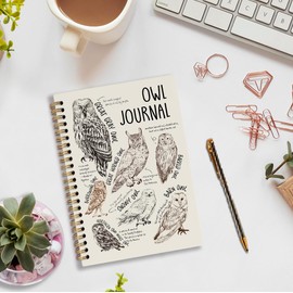 nvucamd Retro Owls Spiral Notebook, Owl Lovers Gifts Journal Notebook, Vintage Owl Types Journaling Notebooks for Women Men, Owls Educational Office School Supplies Gifts, 5.5x8.3 Inch