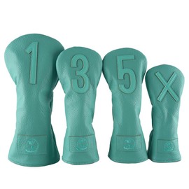 GLOBE IN ONE Premium Golf Club Head Covers Set of 4 Fits Drivers Fairways Hybrids 1, 3, 5 and X (Turquoise)