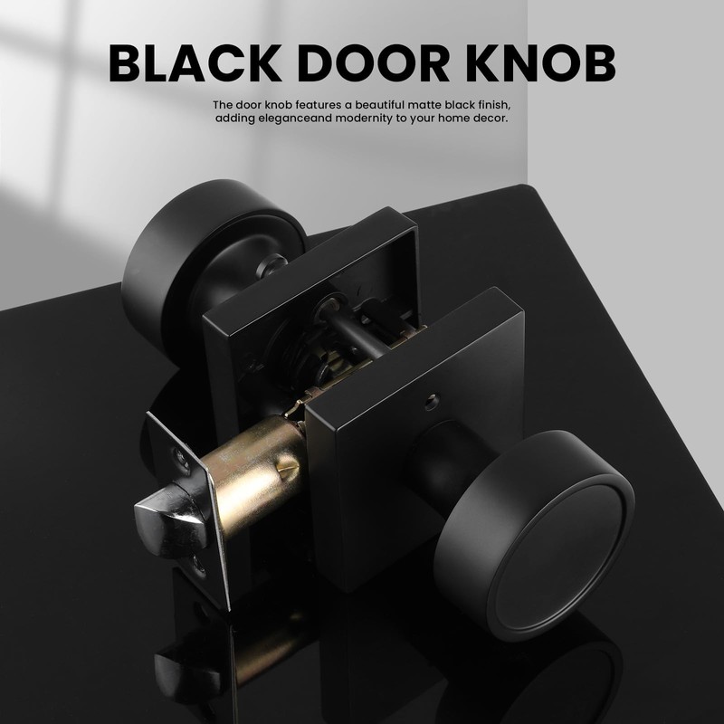 Haidms Black Interior Door Knobs, Zinc-Alloy Heavy Duty Round Matte