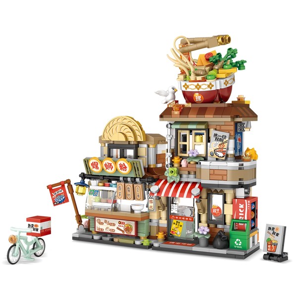 Street View Noodle Shop Mini Building Blocks, MOC Creative Building