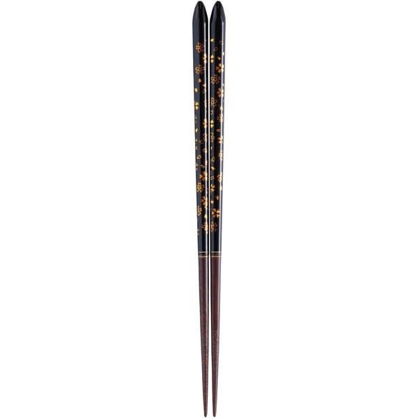 Kawai 109091 Chopsticks Wakasa Lacquer, Flower Stiffer, Black, 9.1 inches