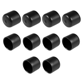 sourcing map Pack of 10 Rubber End Caps 22 mm Inner Diameter Rubber Caps Round Protective Caps Rubber Cover Plugs Furniture Gliders Bolts Thread Protection for Screws Pipe Chair Legs, Black