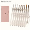 9 types of nail art brushes, semi-transparent self gel nail brush pouch set, 1 set / 네일 아트 브러쉬 9종 반 투명 셀프 젤 네일 브러쉬 파우치 세트, 1세트