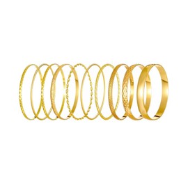 TPZORJX 10pcs Gold Bangle Cuff Bracelet Set for Women, Bracelet Women's Stainless Steel, Layered Stackable Open Adjustable Bangles, Fashionable Jewellery Gift for Her