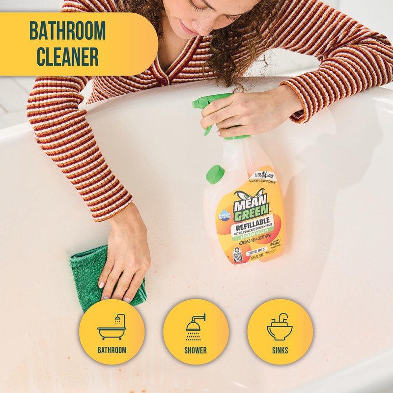 Mean Green Refillable Ultra Powered CONCENTRATE Bathroom Cleaner, Tropical Breeze,