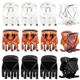 RC ROCHE ORNAMENT 12 pcs Mujeres Triángulo Pulpo Garra Dientes entrelazados Antideslizante Agarre Belleza Estilo Calabaza Clutcher Moda Accesorio lindo Cómodo Chic Clip de Pelo Pequeño, Claro Marrón y Negro