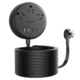 USB Extension Cord 25 Ft NTONPOWER Long Power Strip Flat Plug Extension Cord with Multiple Outlets 0.11in Flat Cord Power Strip with 3AC Outlet & 2 USB C+2USB A 7 Types of Protection Cruise Approved