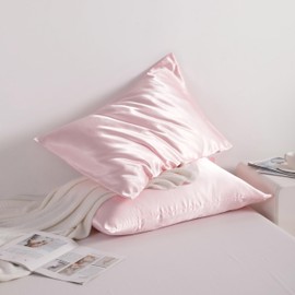 NTBAY 2 Pack Satin Standard Pillowcases for Hair and Skin, Luxurious and Silky Pillow Cases with Envelope Closure, 20x26 Inches, Light Pink