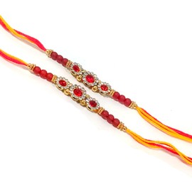 DBY Set of 2 Rakhi Designer Rakhi Set for Raksha Bandhan Indian Bracelet Beads Rakhi Thread Bhaiya Bhabhi Sister Rakhi Band for Brother Bhaiya Bhabhi for Rakshabandhan Rakhee Bracelet