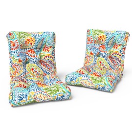 LVTXIII Outdoor Solid Low Back Cushion, Patio Tufted Replacement Rocking Chair Cushion with Ties, 2 Count Seat and Back Chair Cushions for Patio Furniture Use, 42 L x 21 W, Paisley Multi