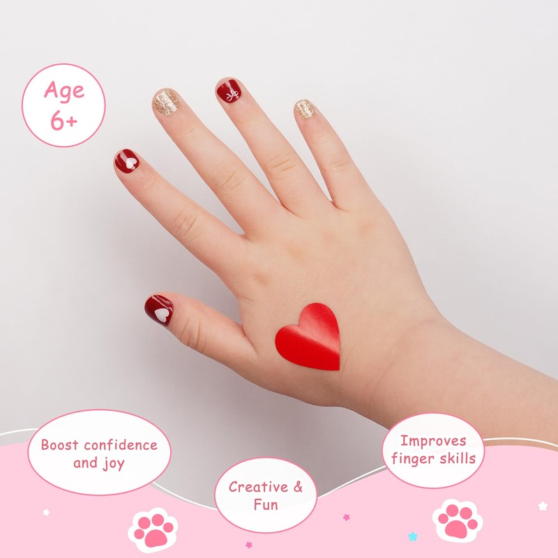 DANNI & TONI White Heart Semi Cured Gel Nail Strips