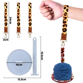 Portable Wrist Yarn Holder Resin Silicone Mold Yarn Ball Spinner Epoxy Casting Mold with 3Pcs Wristband Keychains for DIY Craft Knitting Lovers Yarn Organizer Storage Knitting Supplies