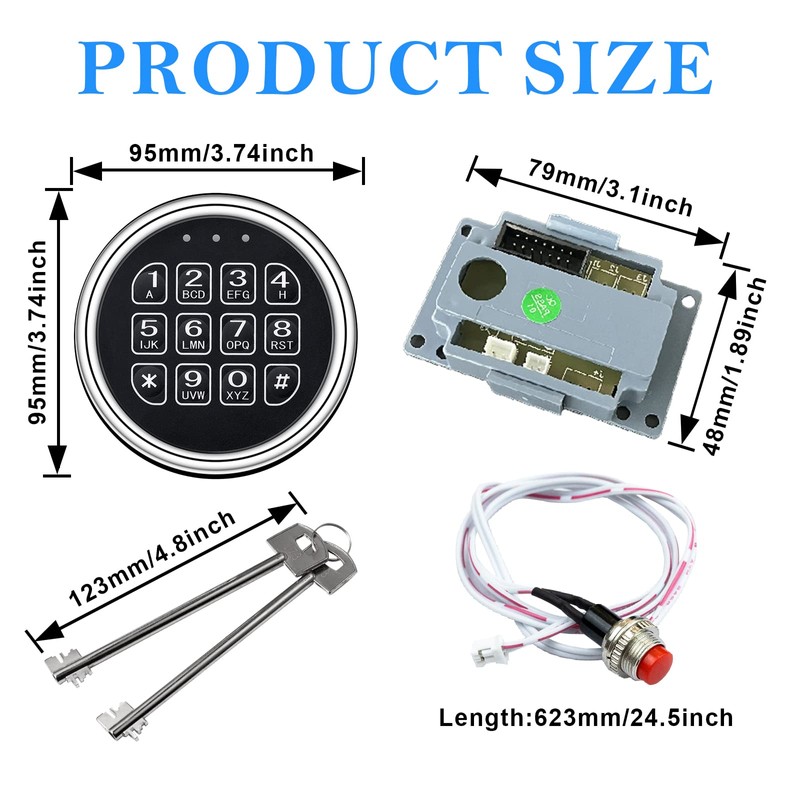 Gun Safe Lock Replacement,Chrome Keypad Electronic Safe Lock with Solenoid